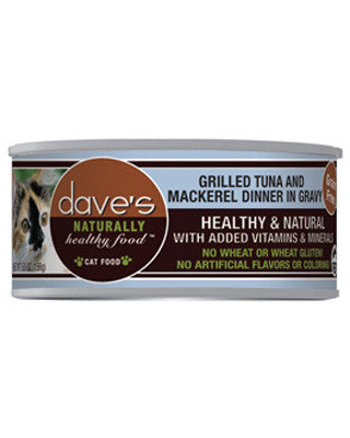 Daves Naturally Healthy Grain Free Canned Cat Food Tuna and Mackerel 5.5oz