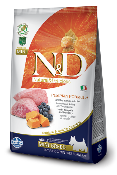 FARMINA Natural & Delicious Grain Free Pumpkin Formula Lamb and BB Adult (Mini) Dry Dog Food